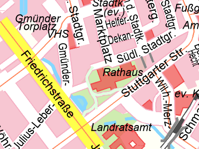Stadtplan im Maßstabsbereich zwischen 1:1001 und 1:10001